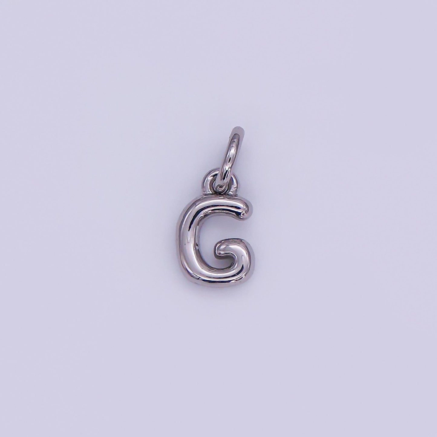 Mini Silver alphabet balloon initial charm dainty puffy letter charm Bracelet necklace bubble font style necklace bracelet A029