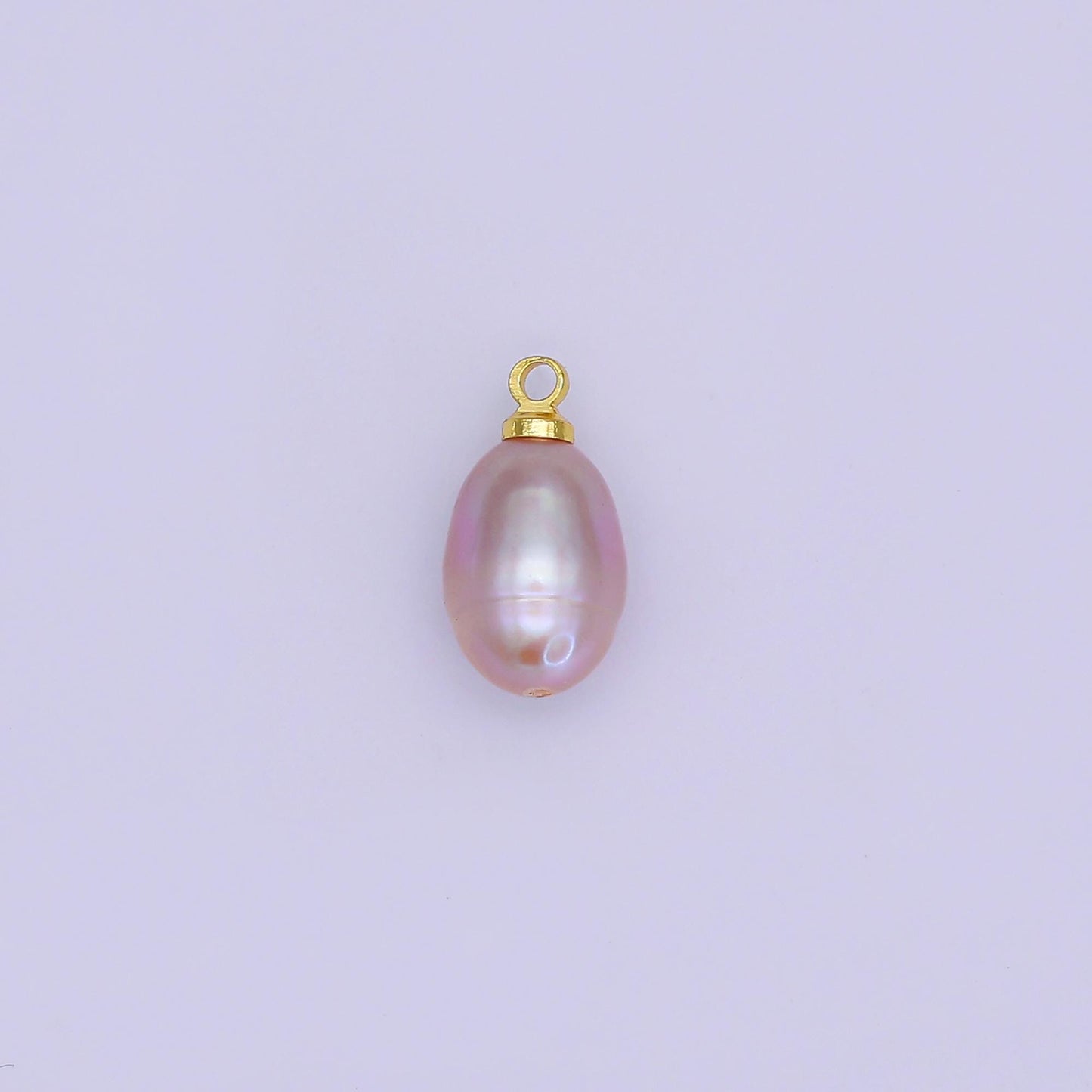 Beautiful mauve pink / purple oval pear pearl charm teardrop genuine freshwater mermaid pearls pendant P-1766