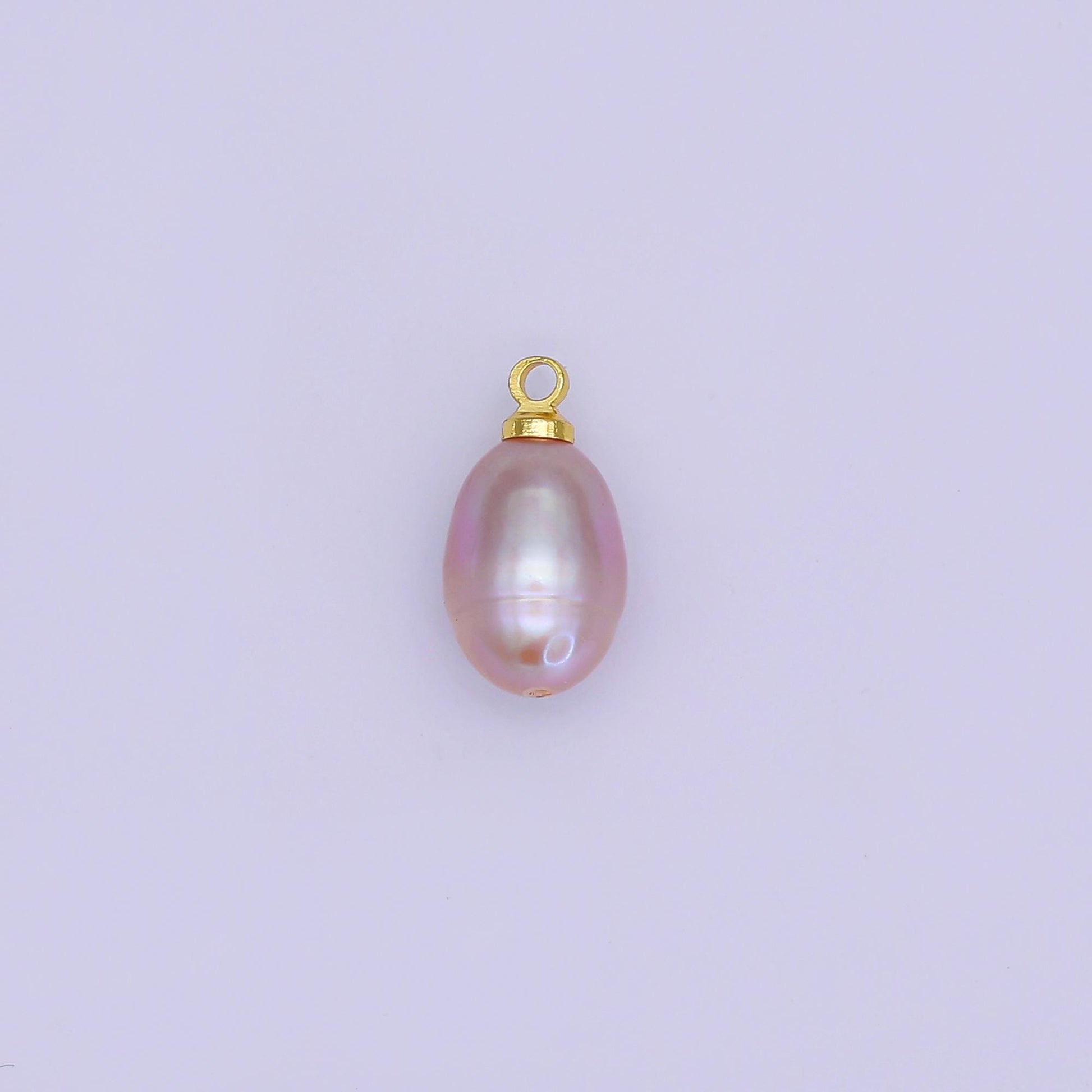 Beautiful mauve pink / purple oval pear pearl charm teardrop genuine freshwater mermaid pearls pendant P-1766