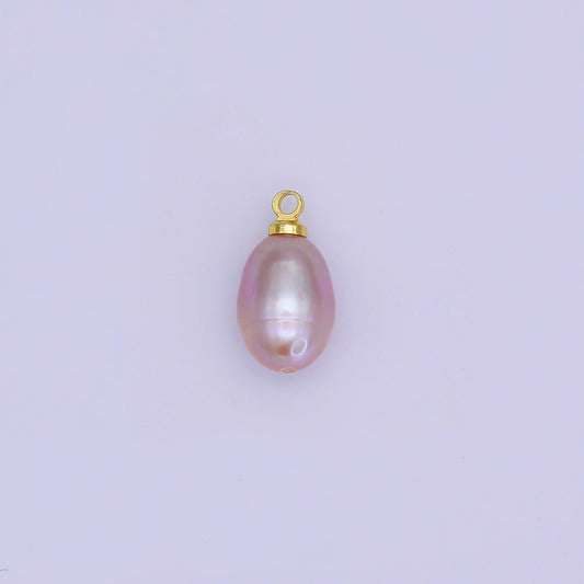 Beautiful mauve pink / purple oval pear pearl charm teardrop genuine freshwater mermaid pearls pendant P-1766
