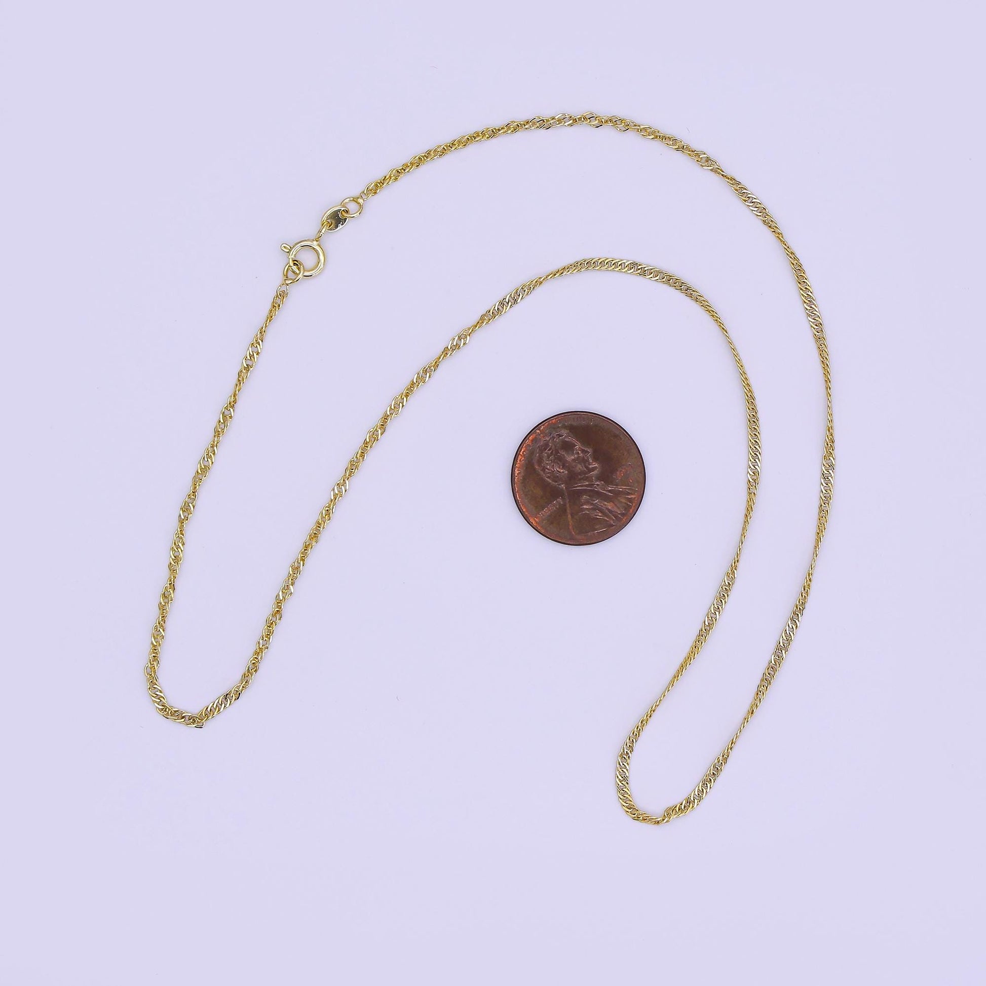 24K Gold Filled 2mm Singapore Chain 18 Inch Necklace | WA-3154