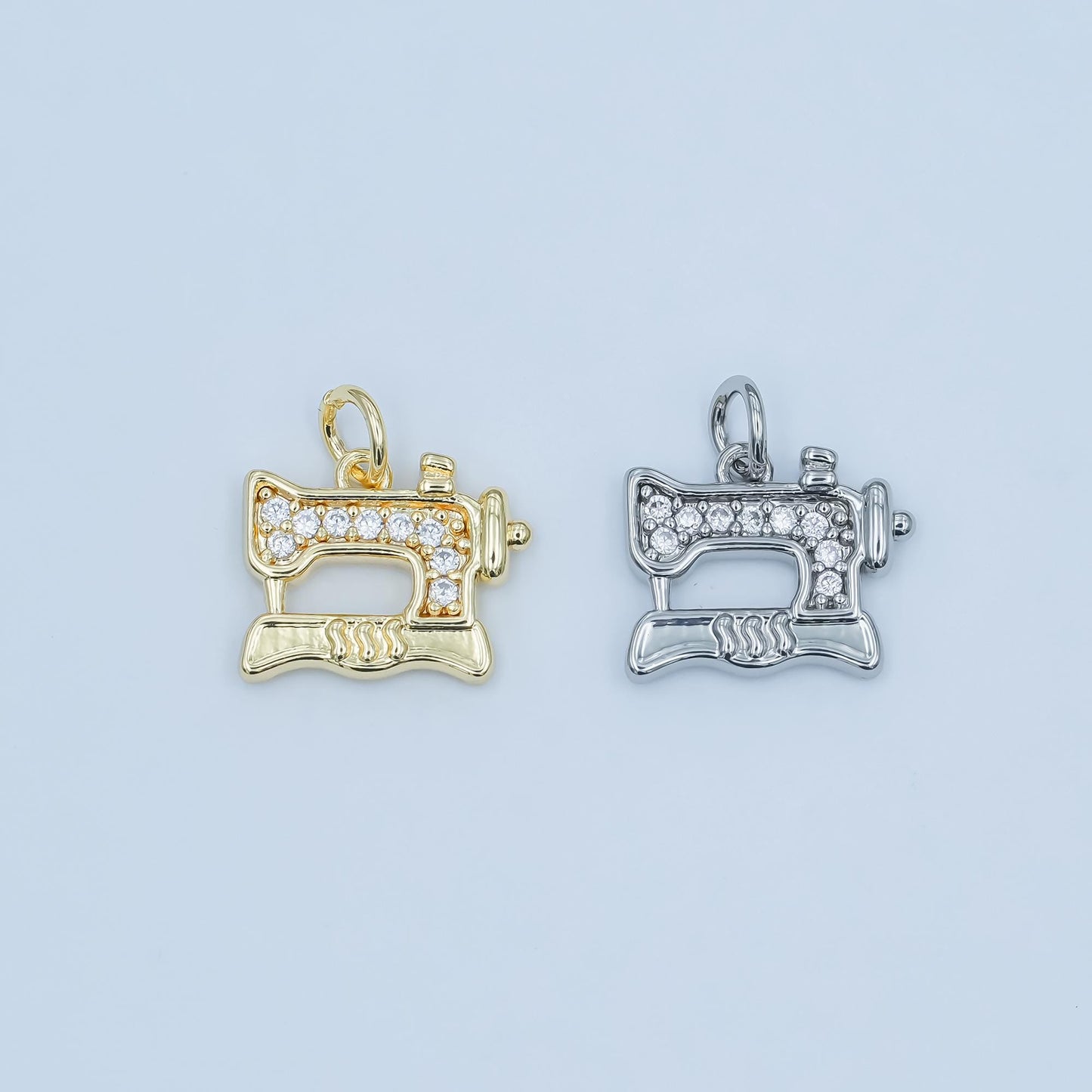 Mini Gold Sewing Machine Charms 24K Gold Filled Tailor Pendant Silver Charm Jewelry Making Supplies for Bracelet and Necklace E500