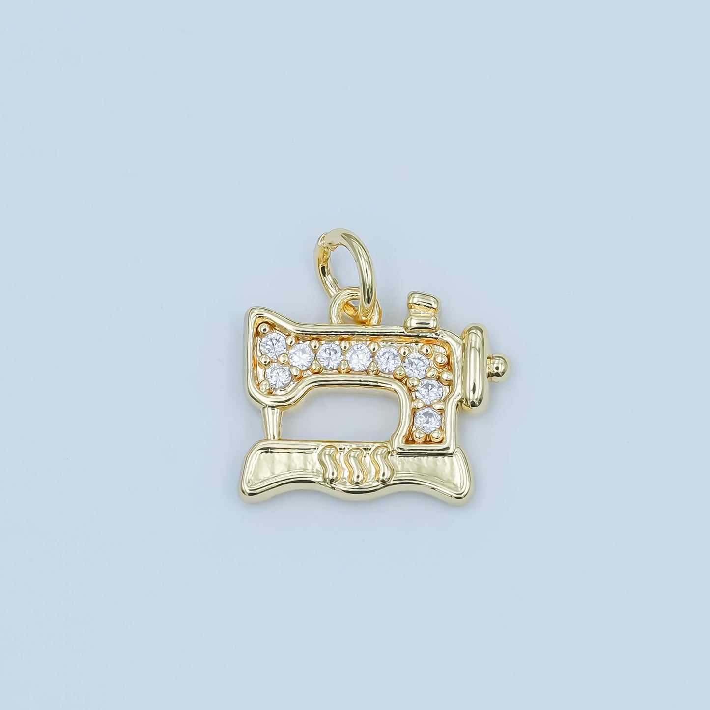 Mini Gold Sewing Machine Charms 24K Gold Filled Tailor Pendant Silver Charm Jewelry Making Supplies for Bracelet and Necklace E500