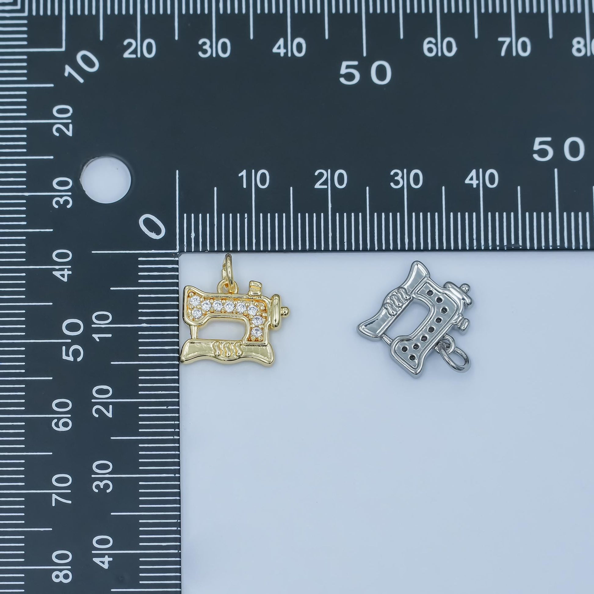 Mini Gold Sewing Machine Charms 24K Gold Filled Tailor Pendant Silver Charm Jewelry Making Supplies for Bracelet and Necklace E500