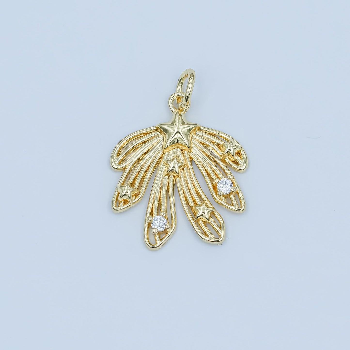 Gold Shooting Star Charms, 18K Gold Filled Starburst Pendant, Silver Firework Charm Necklace Bracelet for Jewelry Making Supplies E-425