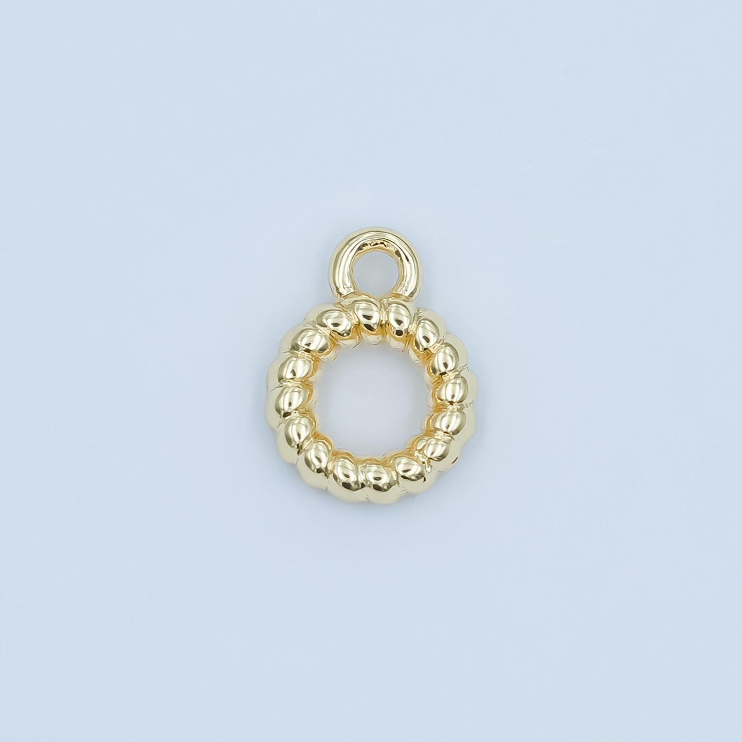 Gold Rope silver bail charm holder spacer with loop round bead spacer with closed link for cord slider bails spacer ring Z-1102