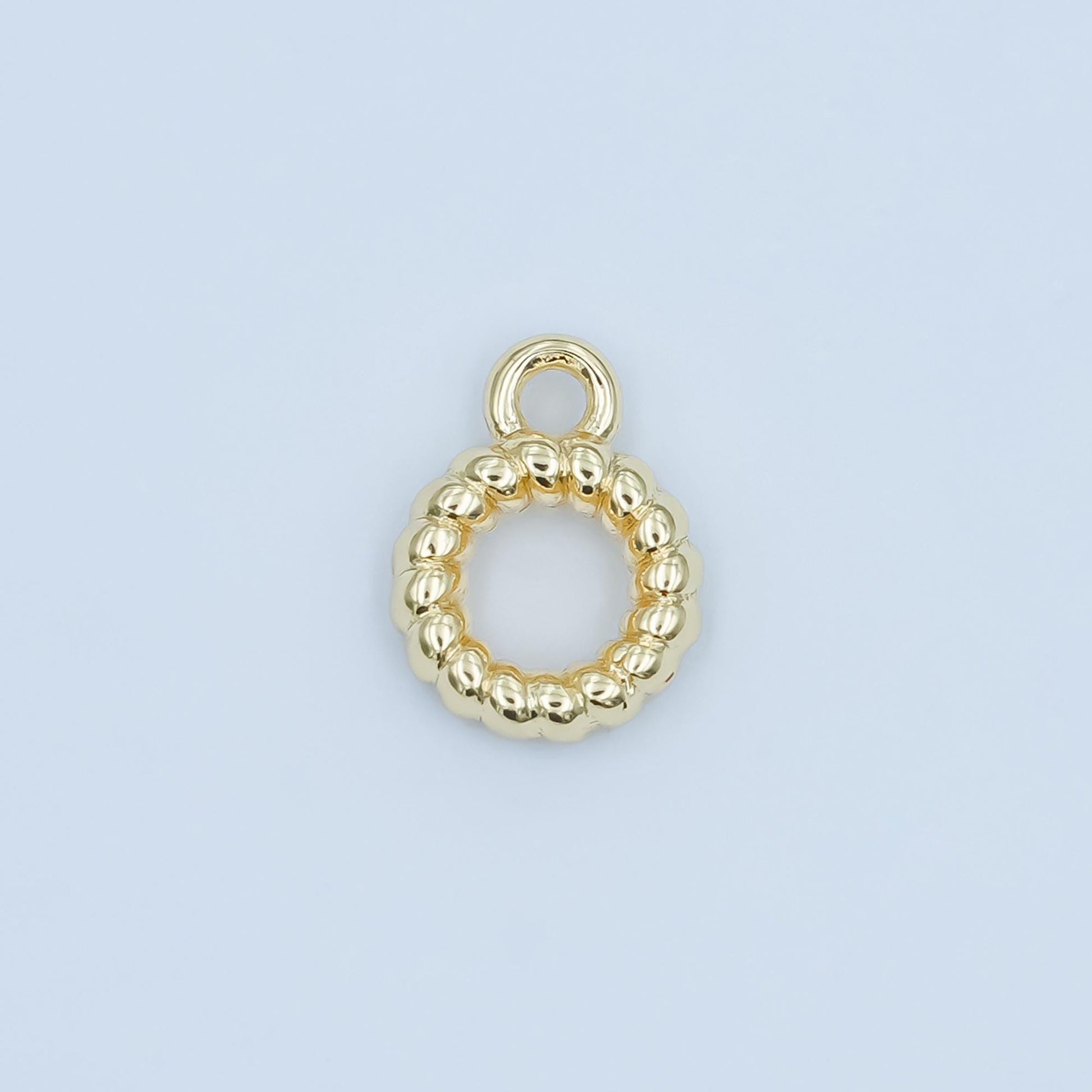 Gold Rope silver bail charm holder spacer with loop round bead spacer with closed link for cord slider bails spacer ring Z-1102