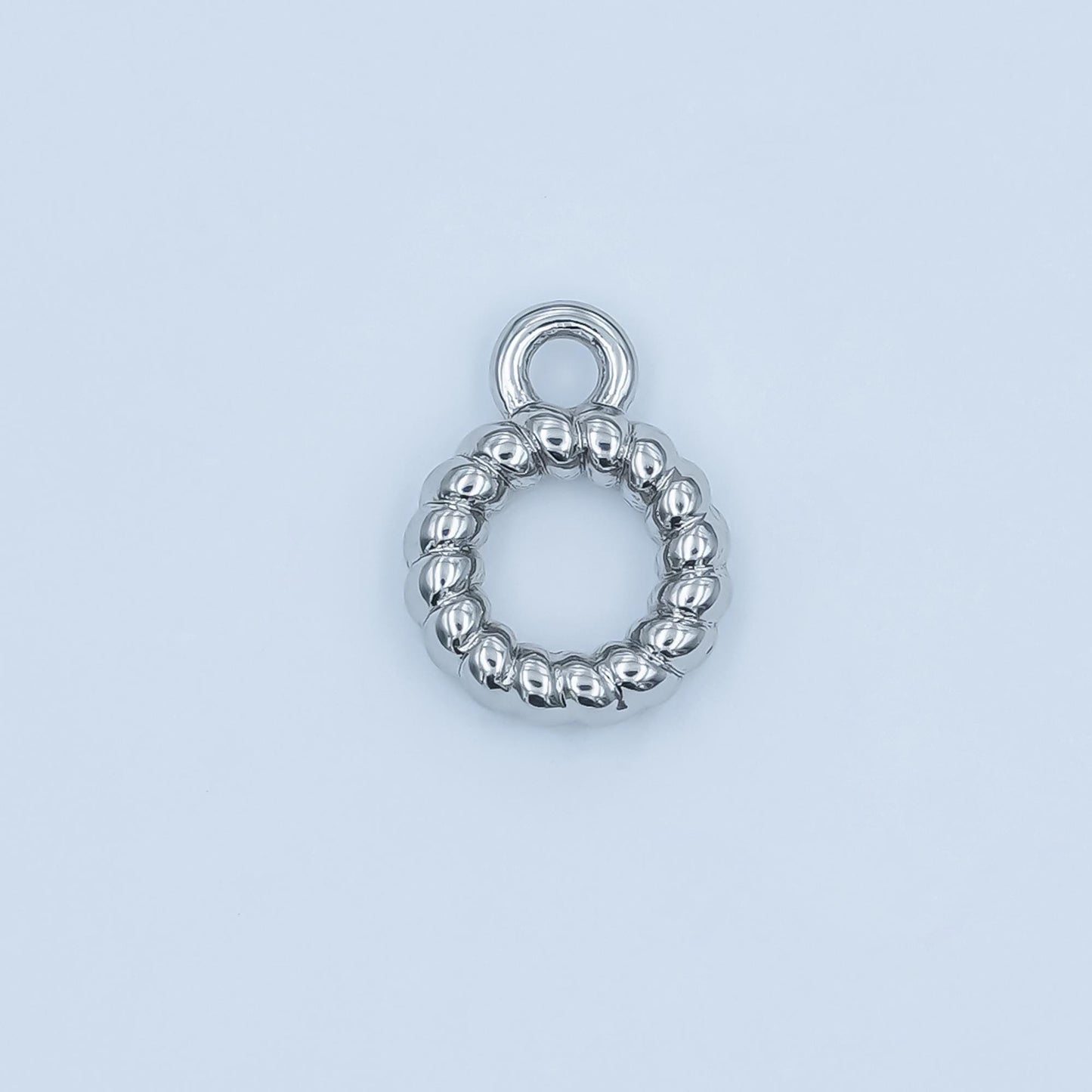 Gold Rope silver bail charm holder spacer with loop round bead spacer with closed link for cord slider bails spacer ring Z-1102
