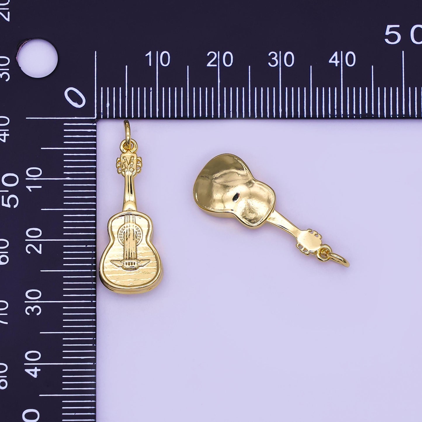 3D Mariachi Guitar Charm in 24k Gold Filled Pendant for Mexican Heritage Charm Bracelet Necklace for DIY Jewelry Making Supply N122