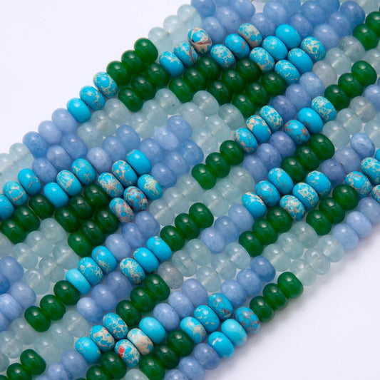 8mm Gradient Blue-Green Natural Gemstone Bead Strand Finding | WA-961