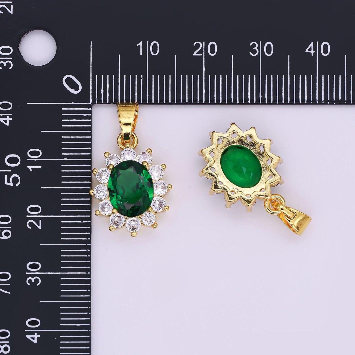 24K Gold Filled Emerald Green CZ Celestial Pendant | AA1483