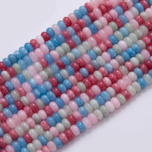 8mm Multicolor Pink-Blue-White Quartz Natural Gemstone Bead Strand Finding | WA-399