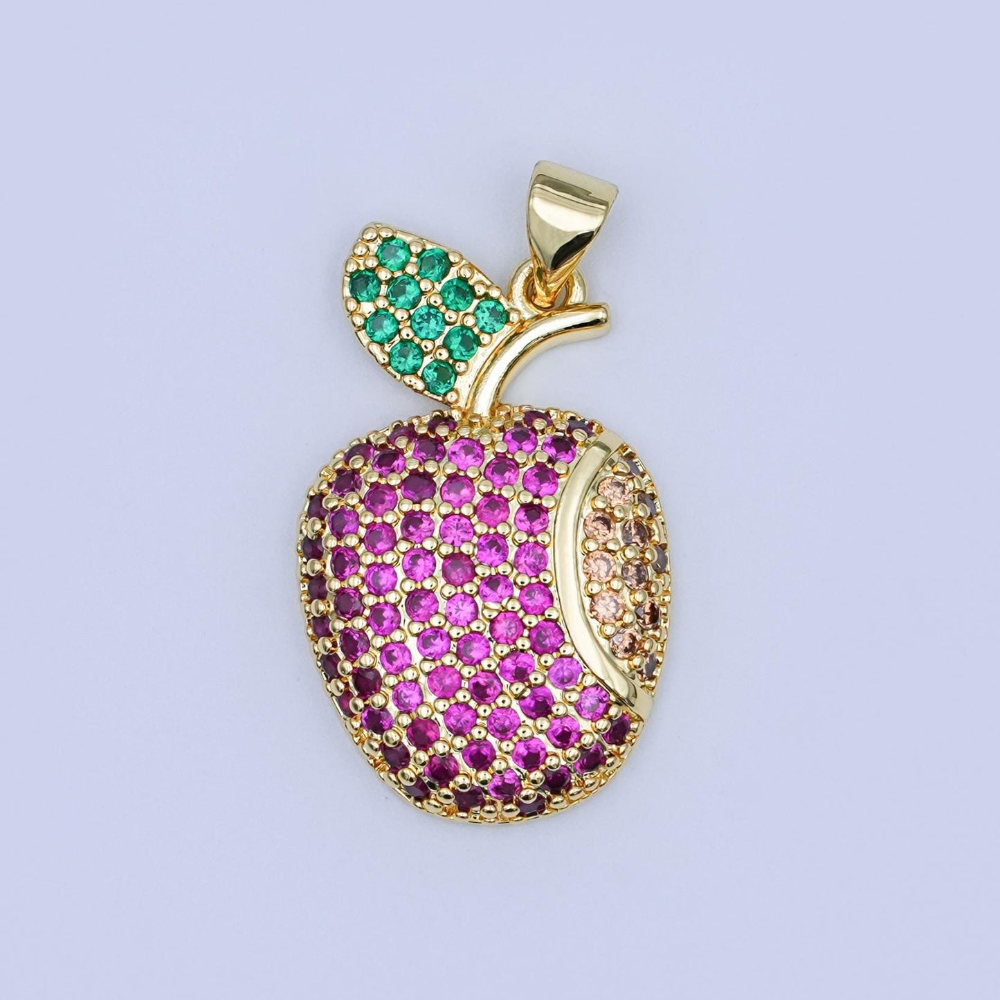 24K Gold Filled Micro Paved CZ Apple Fruit Pendant | AH406