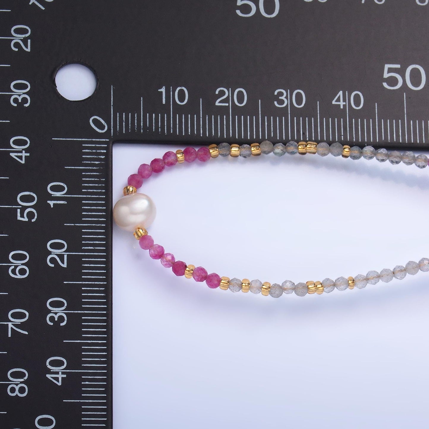 Handmade Colorful Stainless Steel Shell Pearl Pink-Grey Natural Gemstone 15 Inch Choker Necklace | WA-3101