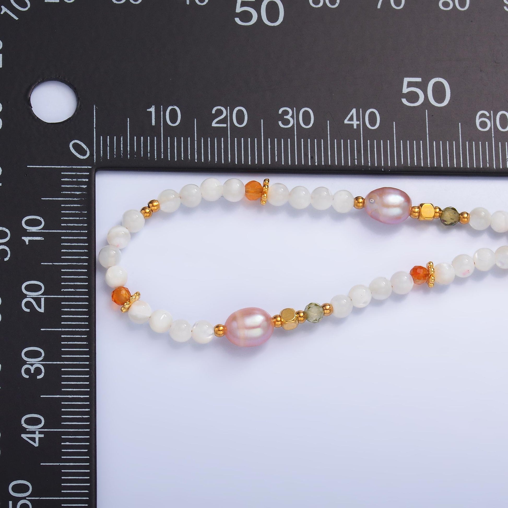 Handmade Colorful Shell Pearl White Natural Gemstone 15 Inch Choker Necklace | WA-3102