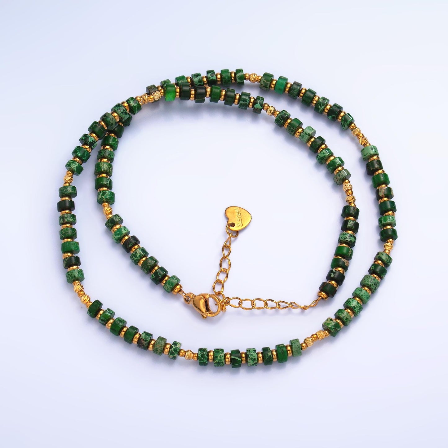 Handmade Colorful Malachite Natural Gemstone Bead 16 Inch Choker Necklace | WA-3108