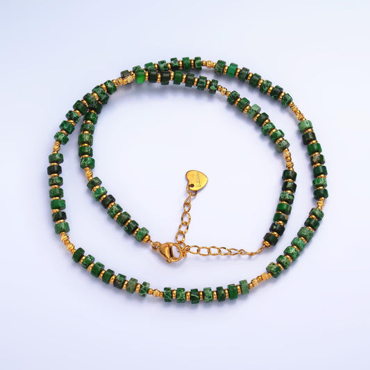 Handmade Colorful Malachite Natural Gemstone Bead 16 Inch Choker Necklace | WA-3108