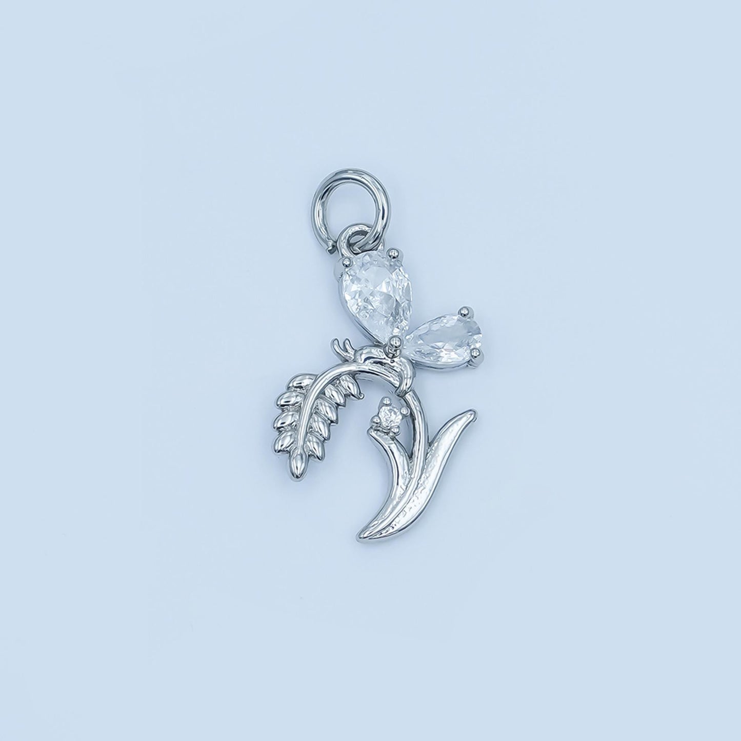24K Gold Filled CZ Butterfly Floral Charm in Gold & Silver | E434