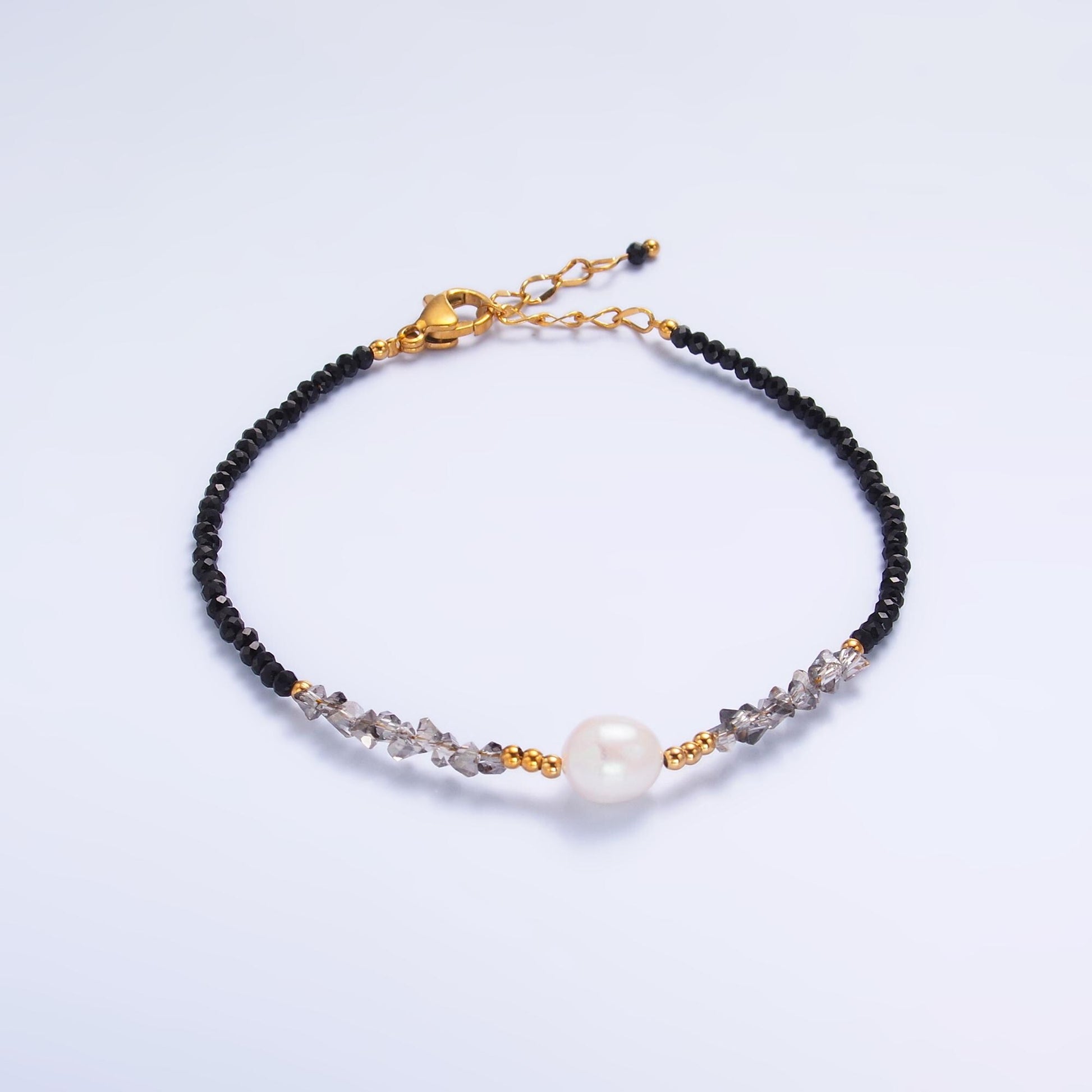 Handmade Colorful Shell Pearl Lapis Lazuli Natural Gemstone 6.5 Inch Bracelet | WA-3128