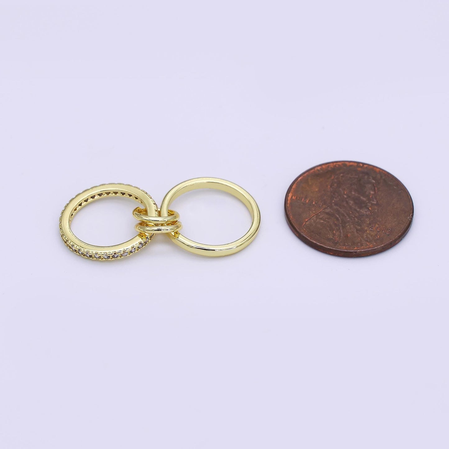 24K Gold Filled 10mm, 14.5mm Micro Paved CZ Double Loop Finding | Z1093 Z1094