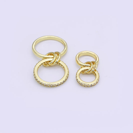 24K Gold Filled 10mm, 14.5mm Micro Paved CZ Double Loop Finding | Z1093 Z1094