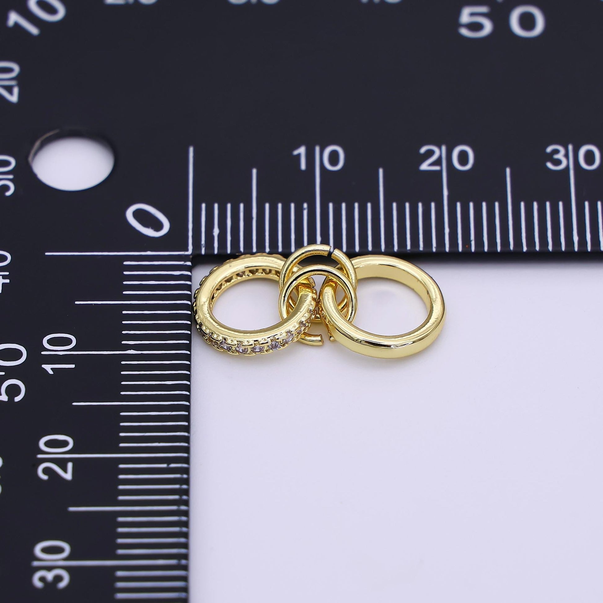 24K Gold Filled 10mm, 14.5mm Micro Paved CZ Double Loop Finding | Z1093 Z1094