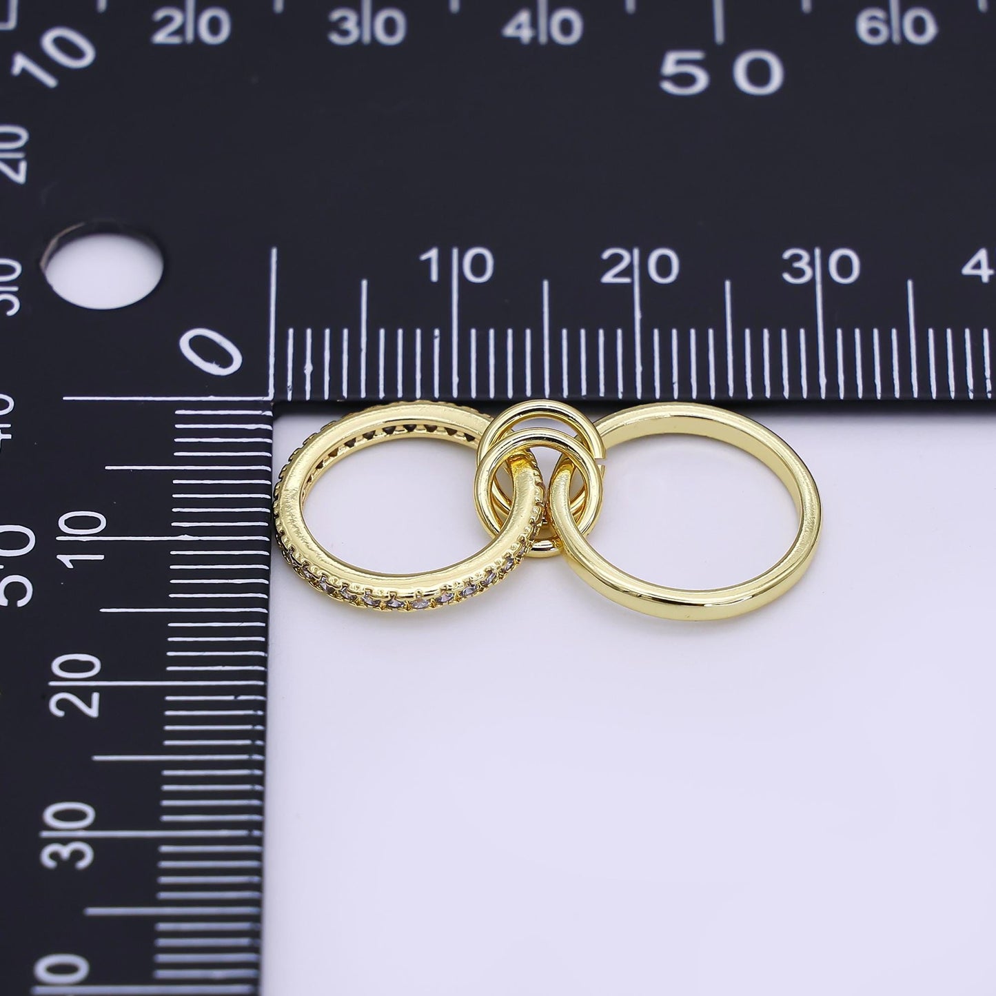 24K Gold Filled 10mm, 14.5mm Micro Paved CZ Double Loop Finding | Z1093 Z1094