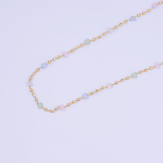 24K Gold Filled 3.3mm Pastel Multicolor Crystal Ball Bead Unfinished Chain by Yard | Roll-1658