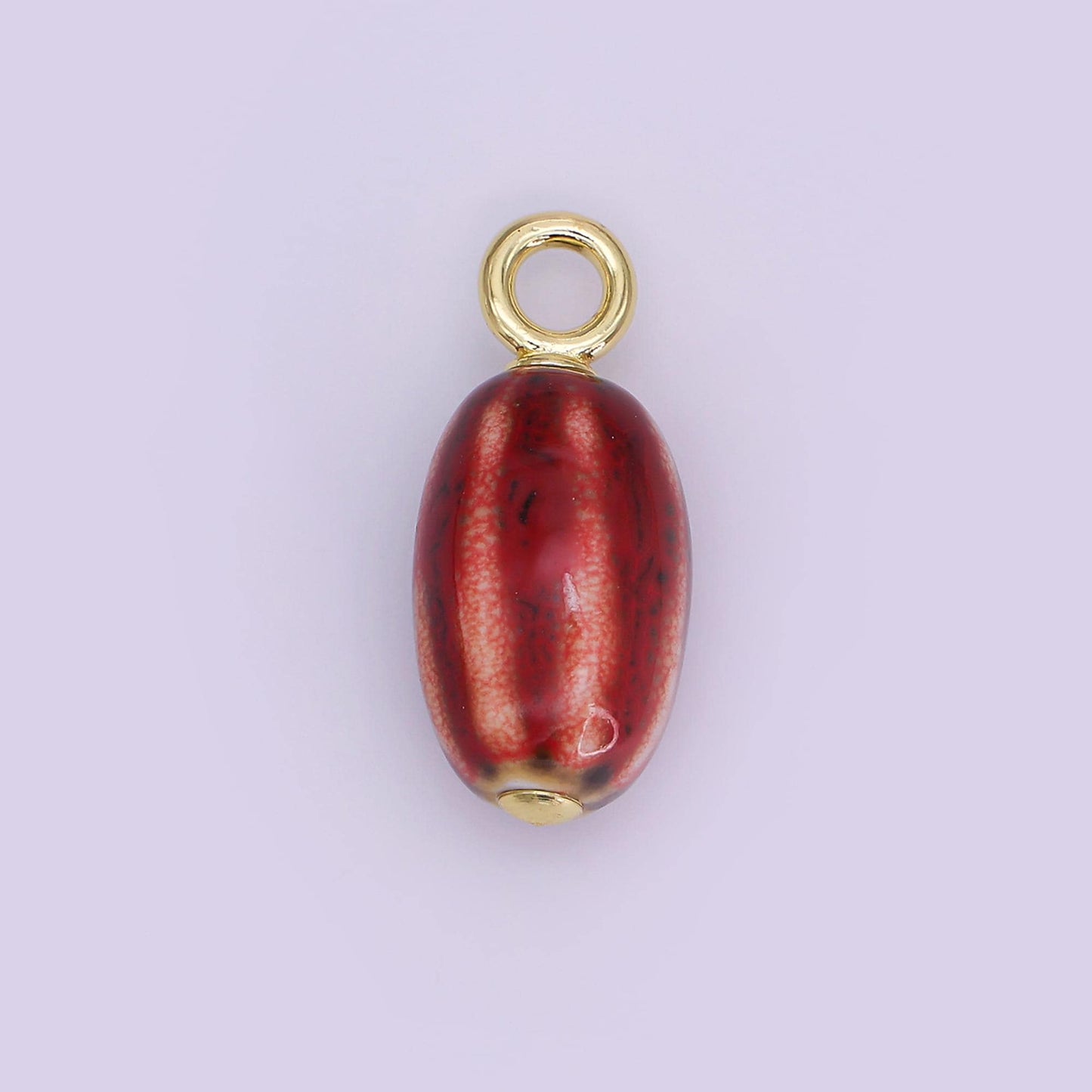 24K Gold Filled Black, Red, Green, Brown Cylinder Ceramic Drop Pendant | N053 - N054