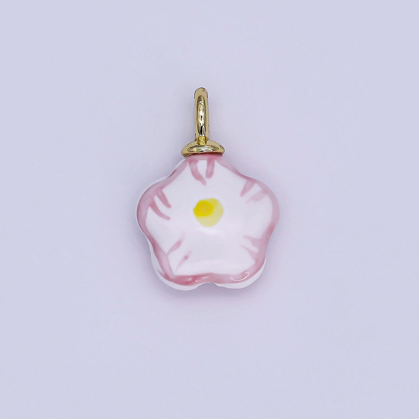24K Gold Filled Daisy Flower Ceramic Drop Pendant | N049 - N051
