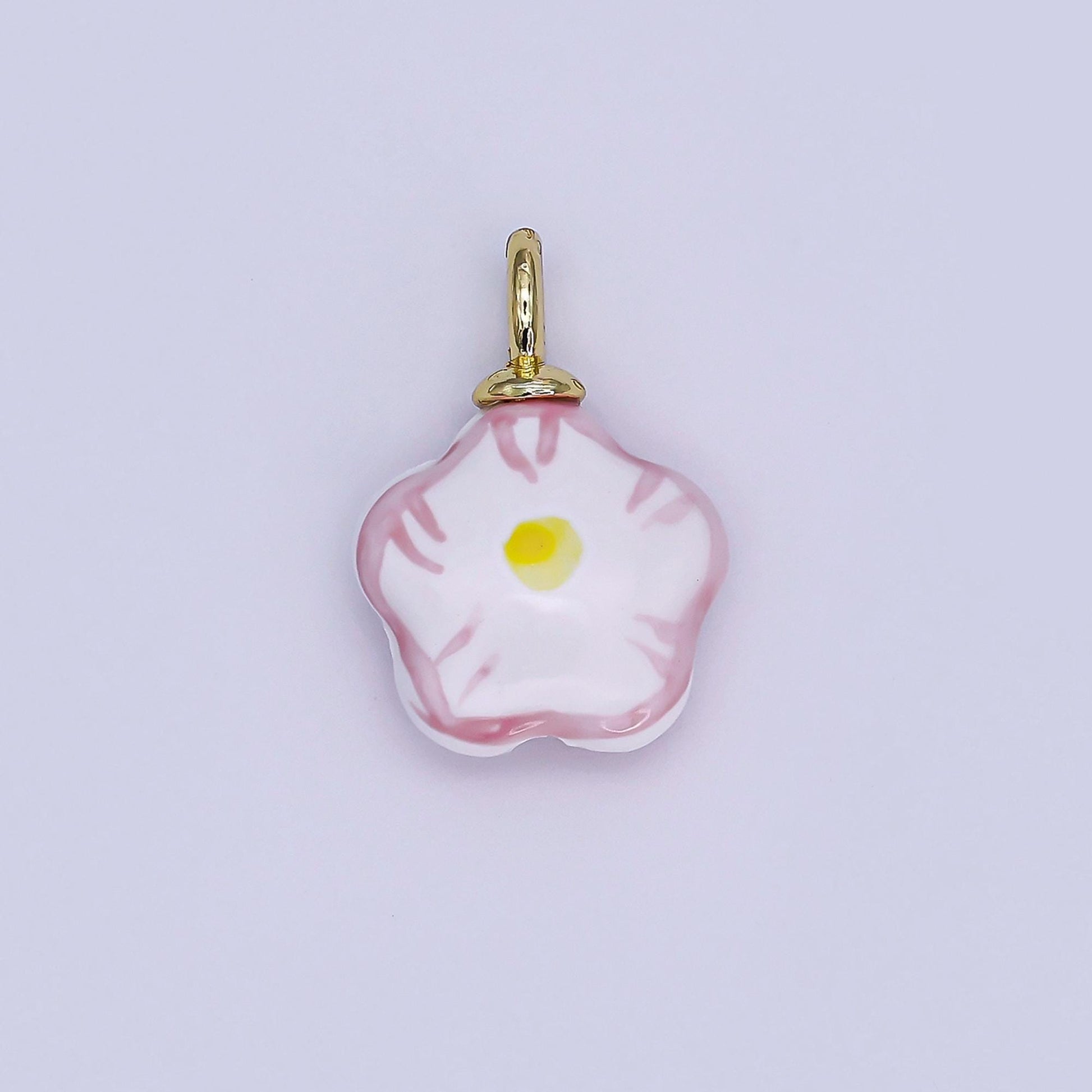 24K Gold Filled Daisy Flower Ceramic Drop Pendant | N049 - N051