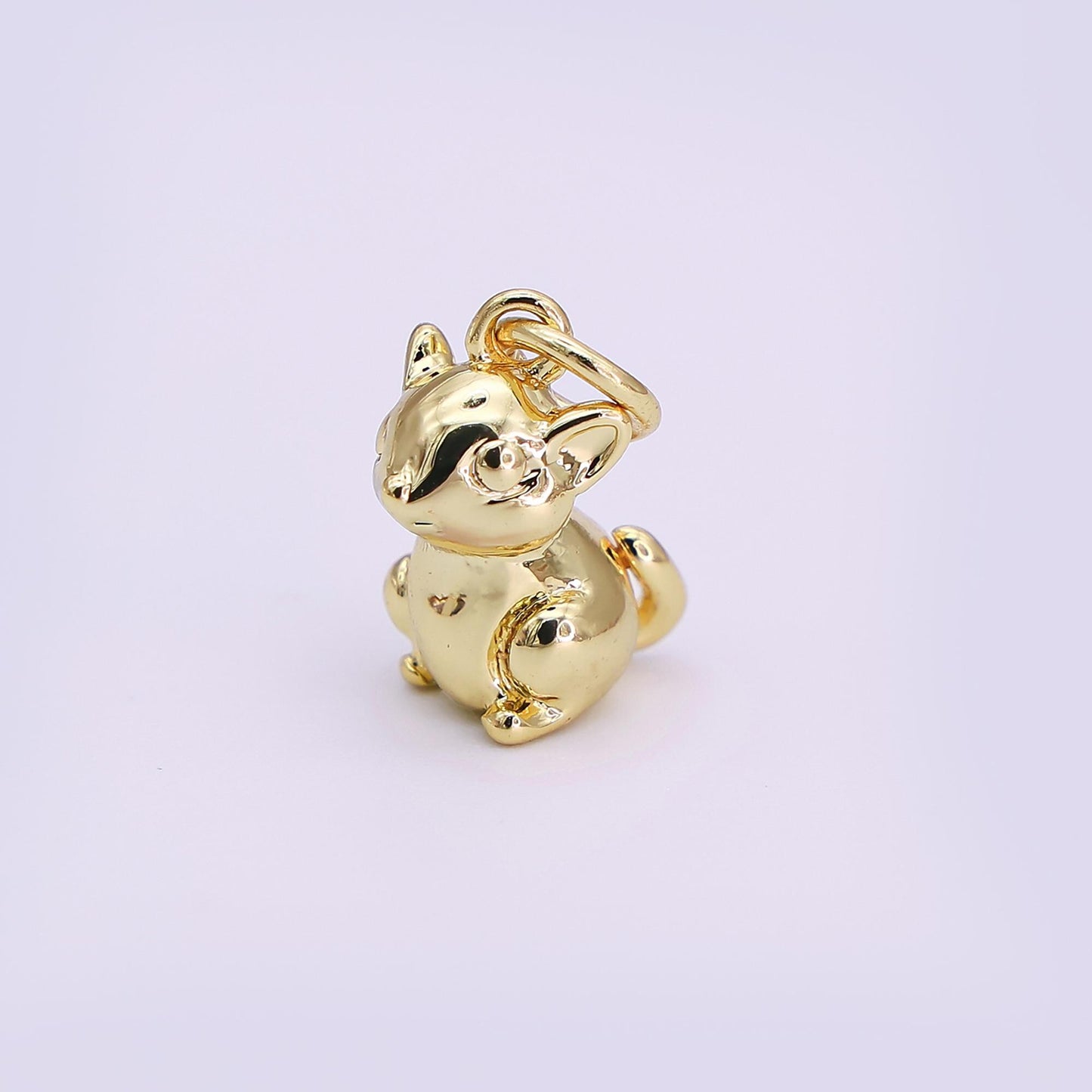 24K Gold Filled Cute Animal Multidimensional 3D Squirrel Charm in Gold & Silver | N109
