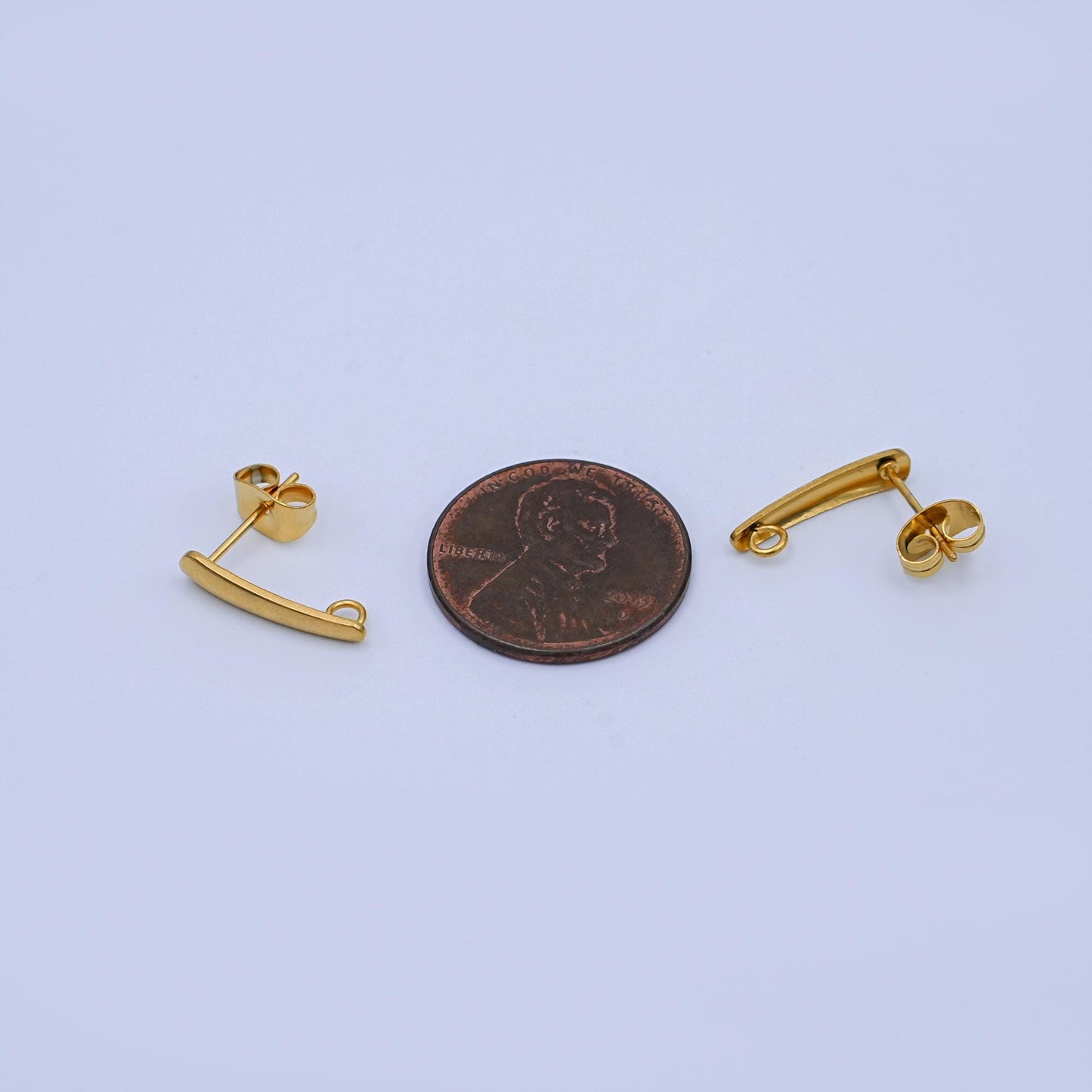Gold Bar Earring Posts with Loop, 18K Gold Filled Stud Earring Findings with Closed Link DIY Dangle Earring Making Supplies Z-1158