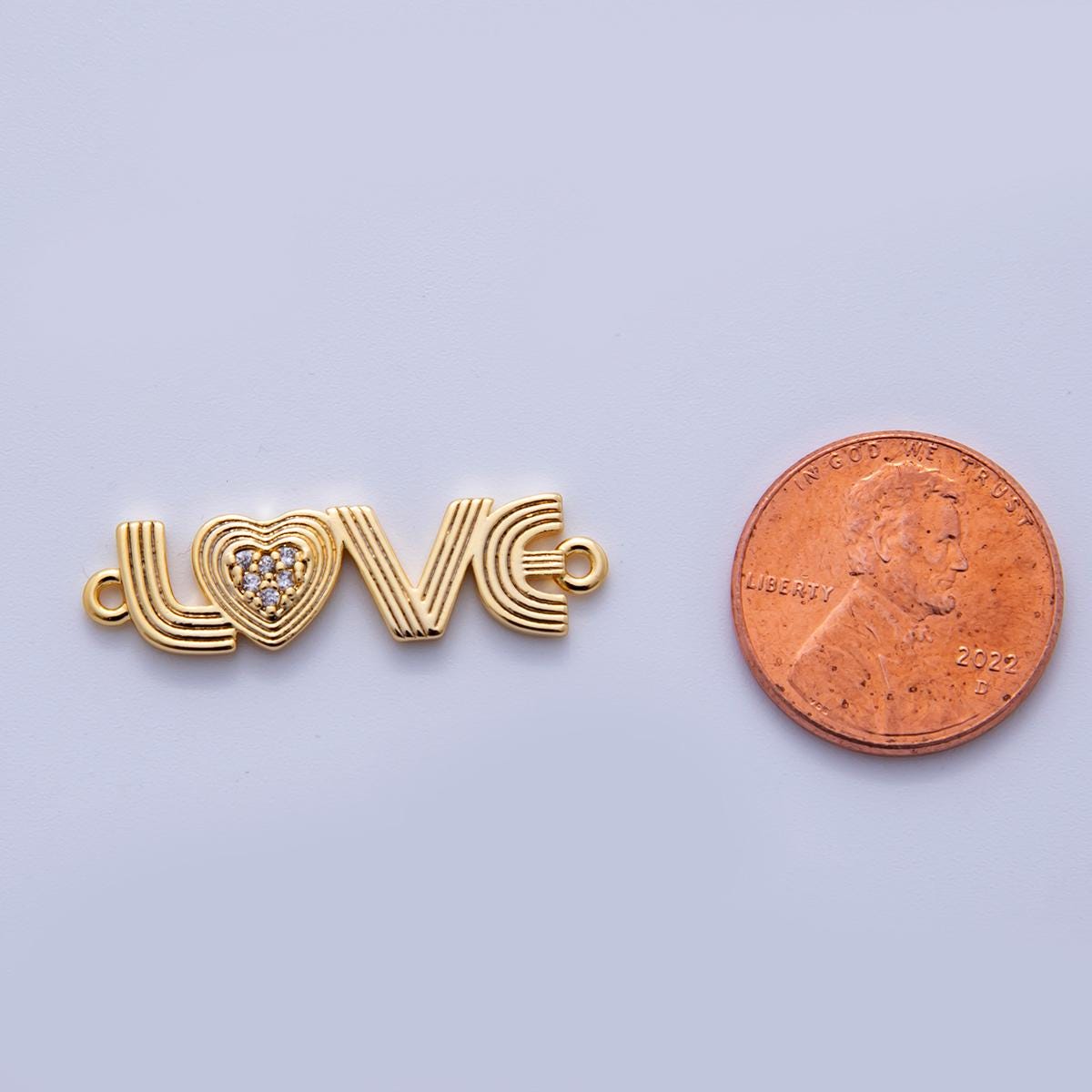 Dainty LOVE charm connector, 18k gold filled Groovy Love script link connector for bracelet Component | Y-033