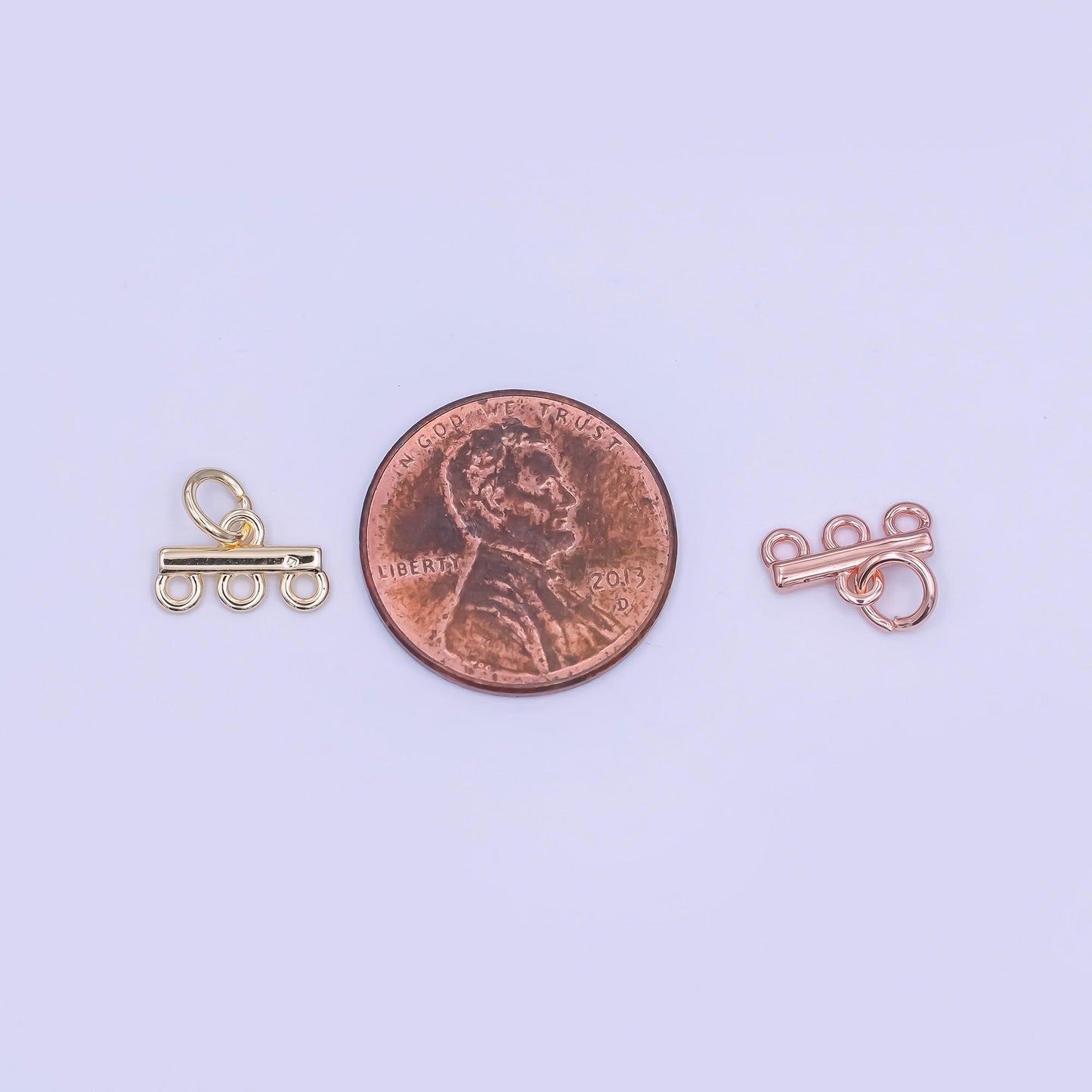 24K Gold Filled Triple Loop Drop Charm Bar Findings in Gold, Silver & Rose Gold | Z1149 Z1150