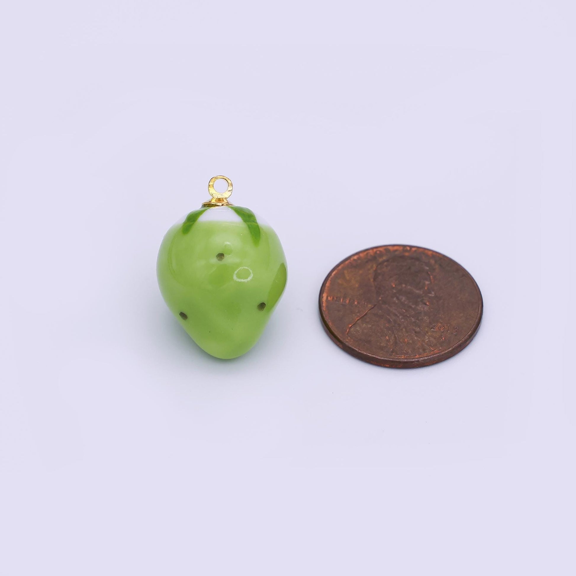 24K Gold Filled Blue, Green, White, Yellow Strawberry Ceramic Charm | N148 N149