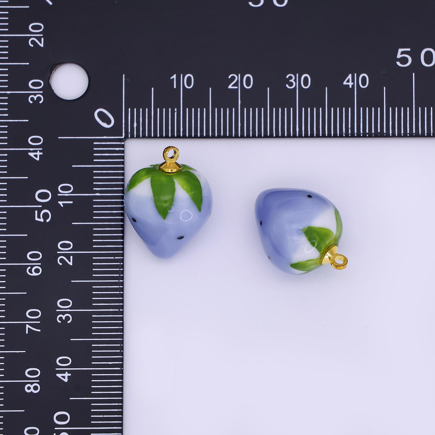 24K Gold Filled Blue, Green, White, Yellow Strawberry Ceramic Charm | N148 N149