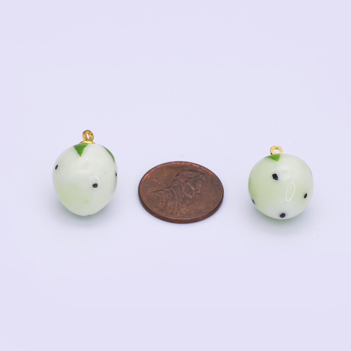 24K Gold Filled Blue, Green, White, Yellow Strawberry Ceramic Charm | N148 N149