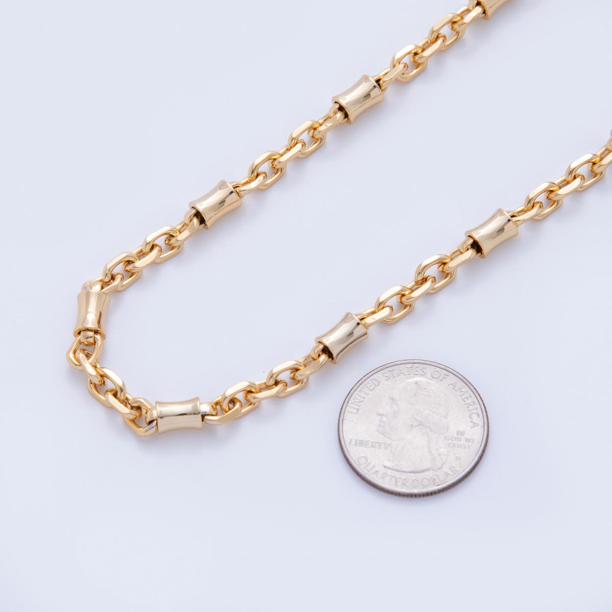 16K Gold Filled Edged Tube Cable Geometric Unfinished Chain by Yard | Roll-1584