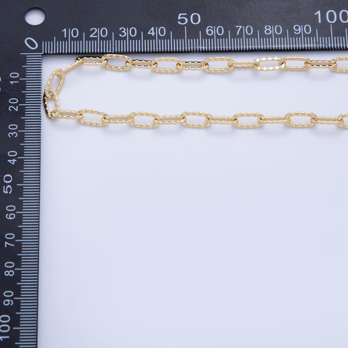 16K Gold Filled Hammered Paperclip Unfinished Chain by Yard | Roll-1590