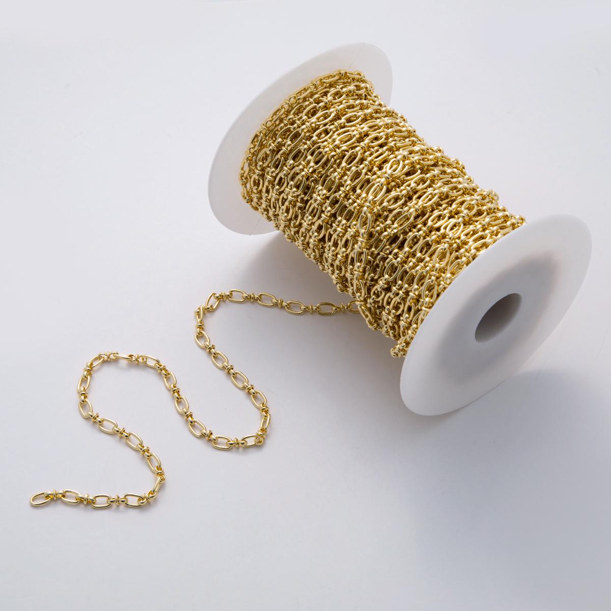16K Gold Filled Paperclip Figure Eight Link Unfinished Chain by Yard | Roll-1554