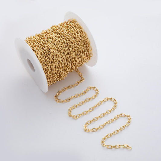 16K Gold Filled 8.3mm Thick Paperclip Link Unfinished Chain by Yard | Roll-1556