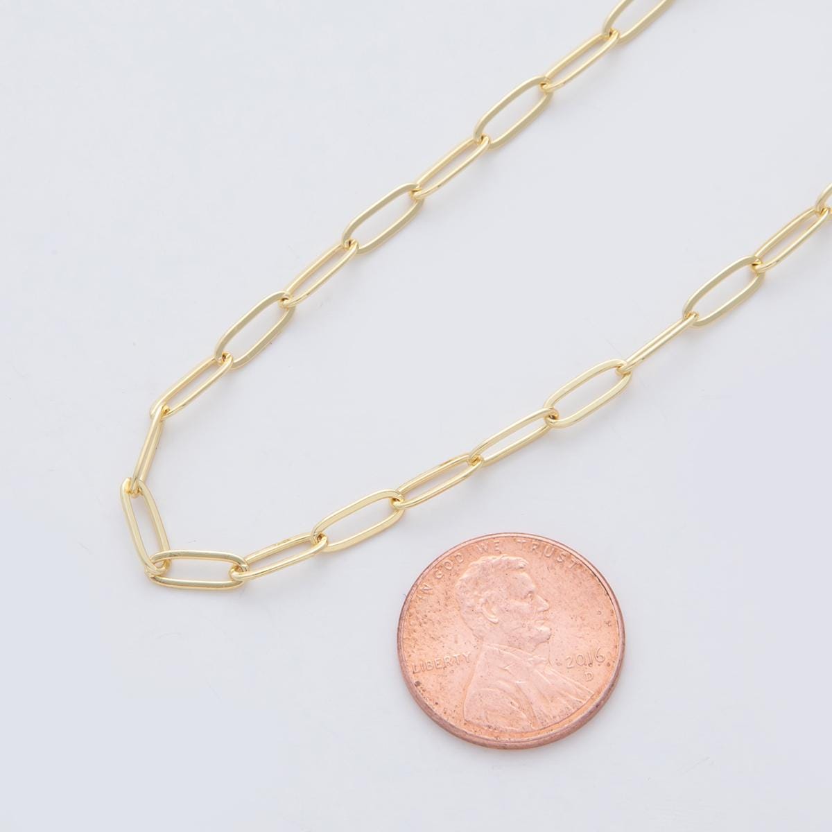 16K Gold Filled 9.5mm Minimalist Thin Paperclip Unfinished Chain by Yard | Roll-1557