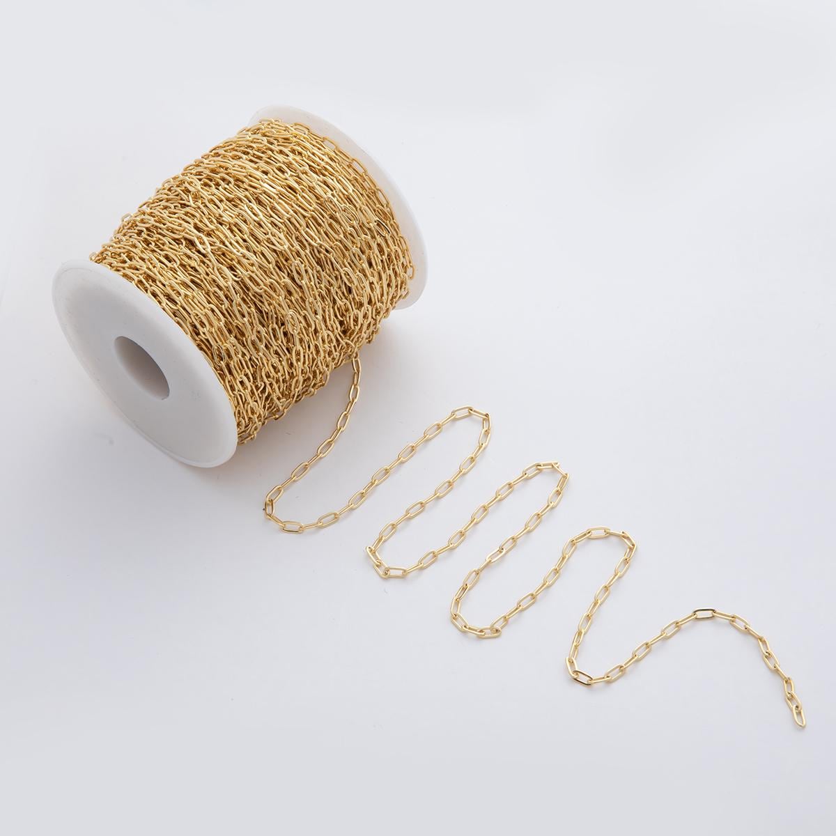 16K Gold Filled 6.5mm Minimalist Paperclip Unfinished Chain by Yard | Roll-1558