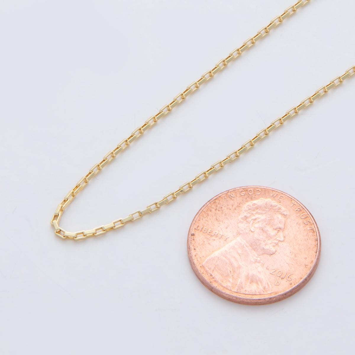 16K Gold Filled 1.5mm Mini Box Paperclip Link Unfinished Chain by Yard | Roll-1561