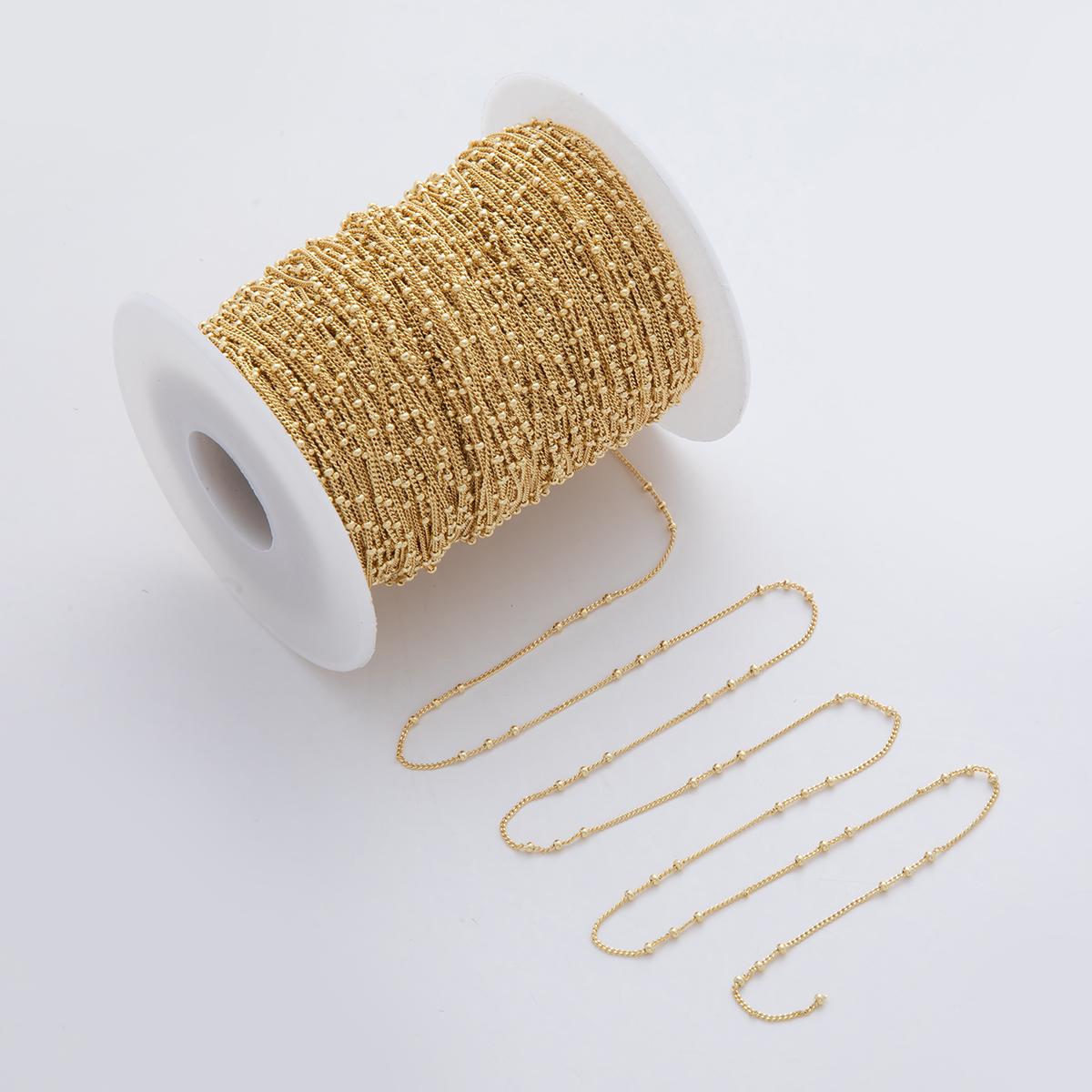 16K Gold Filled 1.7mm Curb Satellite Unfinished Chain by Yard | Roll-1564