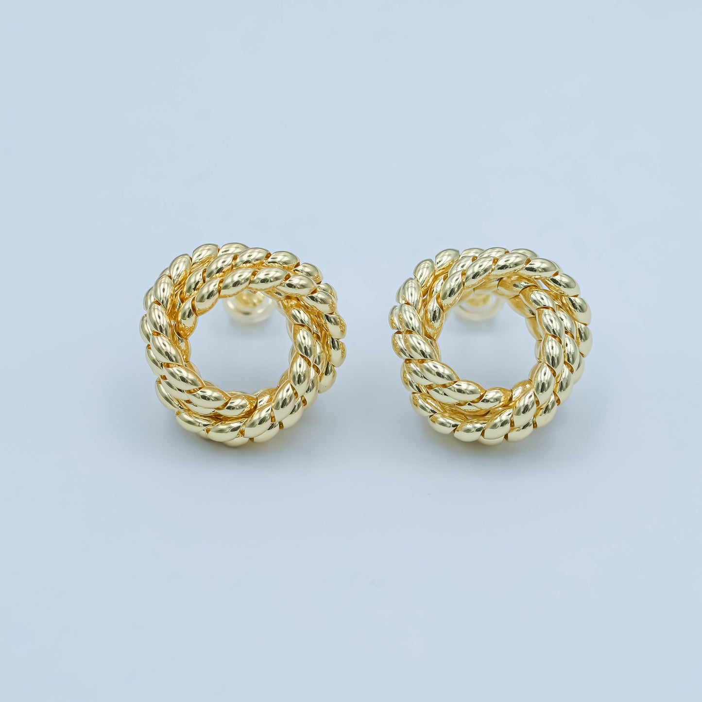 24K Gold Filled Croissant Geometric Circular Knot Stud Earrings | T029