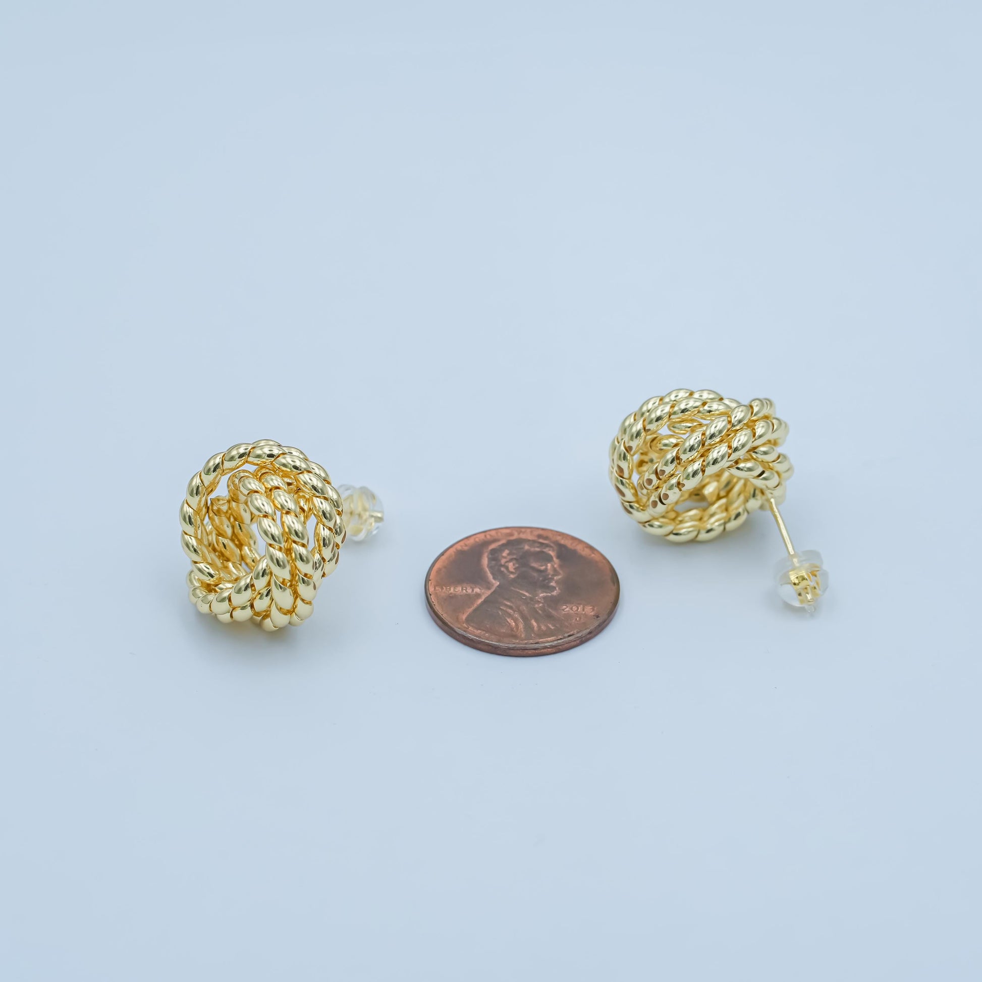 24K Gold Filled Croissant Geometric Circular Knot Stud Earrings | T029