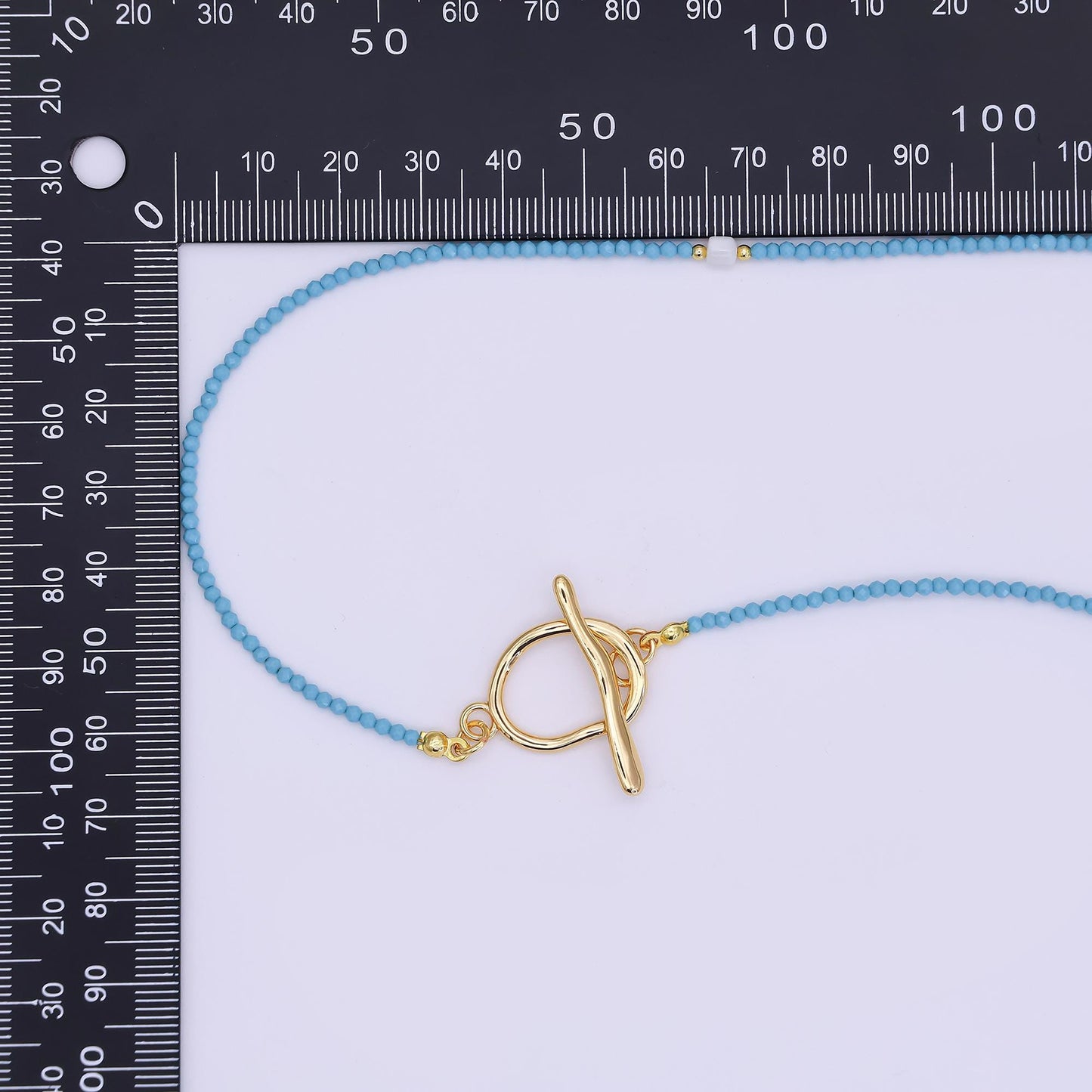 24K Gold Filled Shell Pearl Turquoise Blue Multifaceted Gemstone 40 Inches Necklace | WA-3080