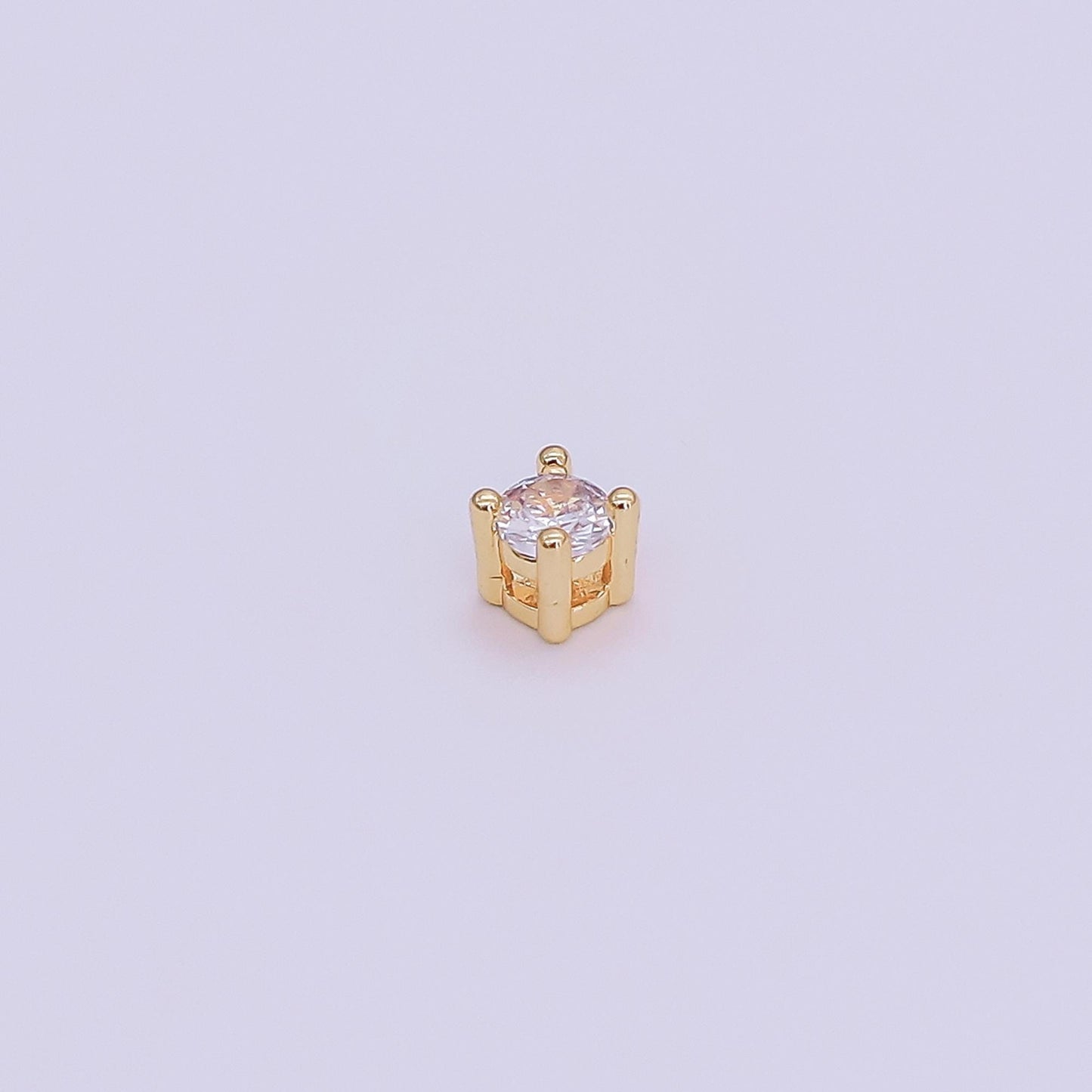 24K Gold Filled 3.5mm Clear CZ Round Bead in Gold & Silver | B446
